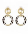 XZP 2 Circles Leopard Earrings Women Fashionable Drop Earring Jewelry for Mum - Gold with Leopard - CV1882O7GC4