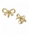 Sparkly Bride Clip on Earrings Bow Knot Gold Plated Adjustable Screwback Women Fashion - CY128IMVWW3