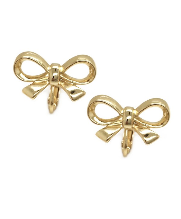 Clip on Earrings Bow Knot Gold Plated Adjustable Screwback Women ...