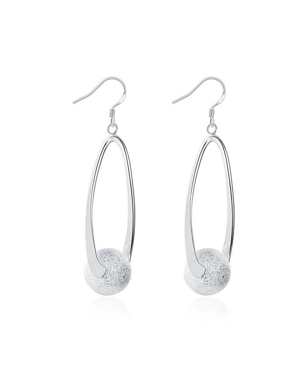 NA BEAUTY Sterling Silver Ball Long Dangling Drop Earrings - CE12MY9IO0Y