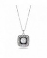 Volleyball Sport Charm Classic Silver Plated Square Crystal Necklace - CG11MCHXBGL