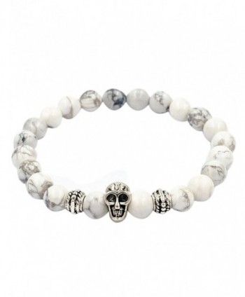 OVERMAL Natural Silver Bead 8mm Elastic Tibet Gold Skull Lucky Bracelet - C61273TOMJR