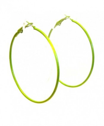 Color Hoop Earrings Simple Thin Hoop Earrings 2.25 inch Hoops Assorted - Green - CB12NAAV7KN