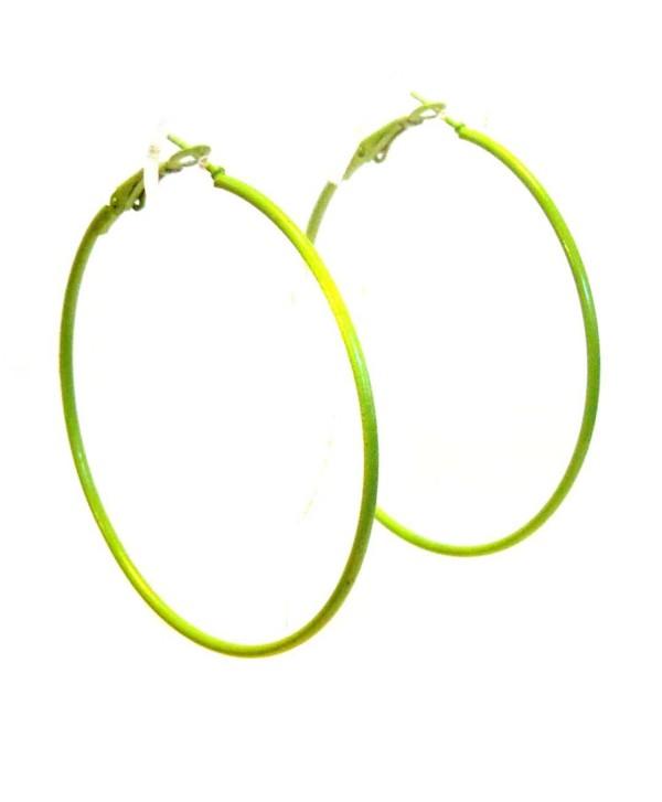 Color Hoop Earrings Simple Thin Hoop Earrings 2.25 inch Hoops Assorted - Green - CB12NAAV7KN