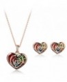 Multicolour Gold Heart Made With Swarovski Crystal 18k Gold Finish Pendant & Earrings Jewelry Set - CC11X6SU1YP