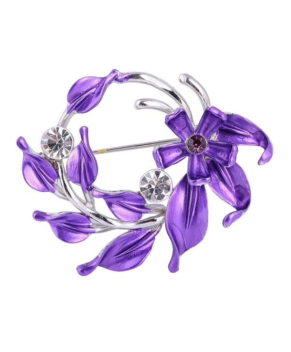 SENFAI Flower Brooch Lapel Pins Women Wedding Crystal Broches Bouquets Decorative Clothes Jewelery - Purple - CZ126T8XB1N