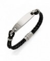 Chisel Stainless Steel Polished ID and Black Woven Leather Bracelet - CH11I03XUXP