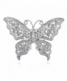 Alilang Clear Crystal Rhinestone Filigree Butterfly Brooch Pin - Pink or White Tone - White - CG1163ZMVMX