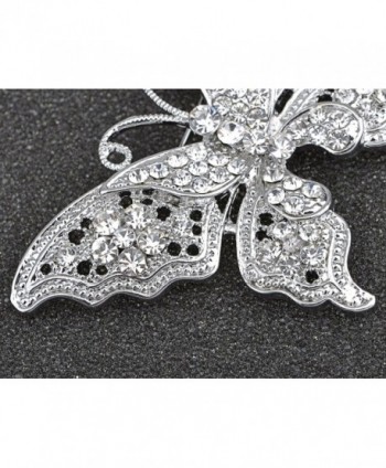 Alilang Silvery Rhinestone Filigree Butterfly