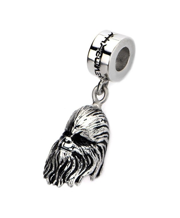 Official Stainless Steel Silver 3D Chewbacca Face Dangle Charm Bead - CF124YP1N7R