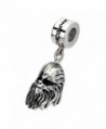 Official Stainless Steel Silver 3D Chewbacca Face Dangle Charm Bead - CF124YP1N7R