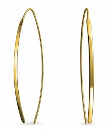 Bling Jewelry Gold Plated .925 Silver Long Oval Linear Threader Earrings - CB12O05U6BB