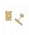 Solid 14k Yellow Gold Owl Friction-Back Post Earrings - JewelryWeb - C2111M627NV