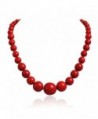Jane Stone Round Beads Turquoise Necklace Bib Chunky Fashion Jewelry - Red - C611M9RTFE1
