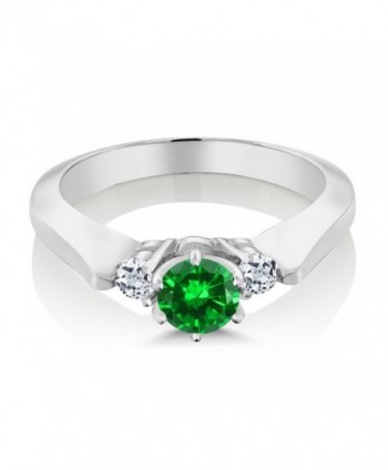 Simulated Emerald Sterling Silver 3 Stone