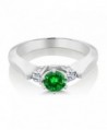 Simulated Emerald Sterling Silver 3 Stone