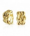 Bling Jewelry Gold Plated Alloy Double Chain Links Half Hoop Clip On Earrings - C111IK8HJEL