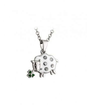 Irish Sheep Necklace Rhodium Plating- Enamel & Crystal - C8114U11GAJ