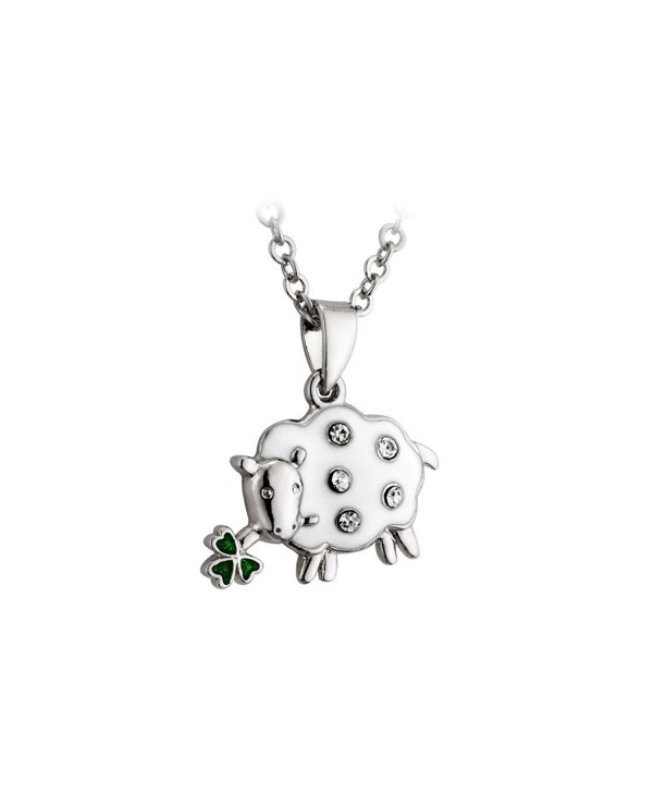 Irish Sheep Necklace Rhodium Plating- Enamel & Crystal - C8114U11GAJ