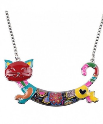 Bonsny Statement Enamel Chain Alloy Cat Necklaces Pendant Jewelry For Women Girls New Design - Multicolor - C8185NG2G2R