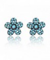 Stud Earrings Turquoise Flower Rose Gold Plated Mother's Day Gift - CZ189ZZKIOA