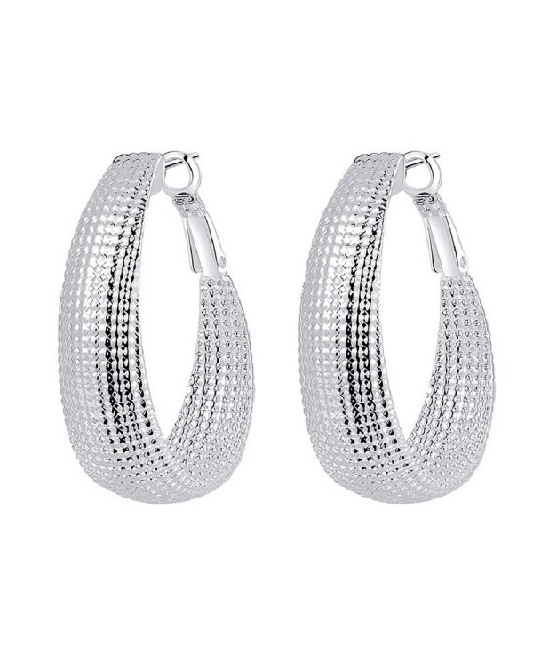 Doinshop New Fashion Women Eardrop Hoops Silver Dangle Earring Ellipse Earrings - CZ11XIYZWOV