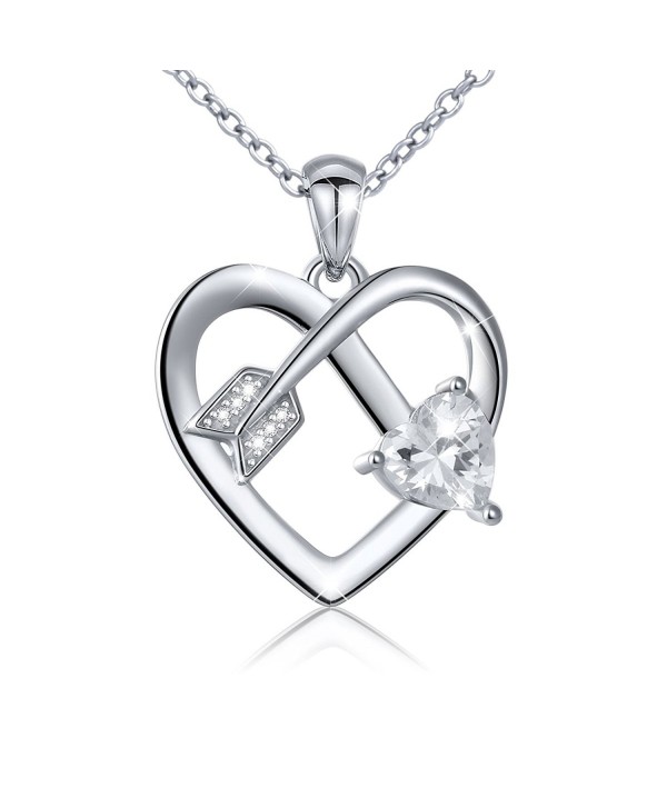 S925 Sterling Silver Cupid's Love Arrow Braveheart Love Heart Pendant Necklace-18 inches - CK1820RWK0U