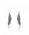 Feather Dangle Earrings 925 Sterling Silver Ethnic Gipsy Tribal Boho Chic - C1187AKNEQR
