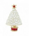 EVER FAITH Star Filigree White Wishing Tree Brooch Clear Austrian Crystal Enamel - Gold-Tone - CA11Q2XVK37