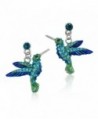 PammyJ Sparkling Hummingbird Blue and Green Crystal Dangle Earrings - CK12O0SAS07