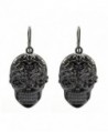 Sugar Skull Hand Painted French Hook Earrings - Hematite - CF12IEJISQN