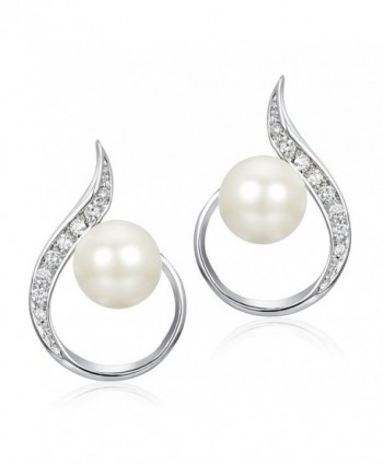 Delicin Jewelry Teardrop White Simulated Pearl Bridal Stud Earrings - C417YEE5DTL