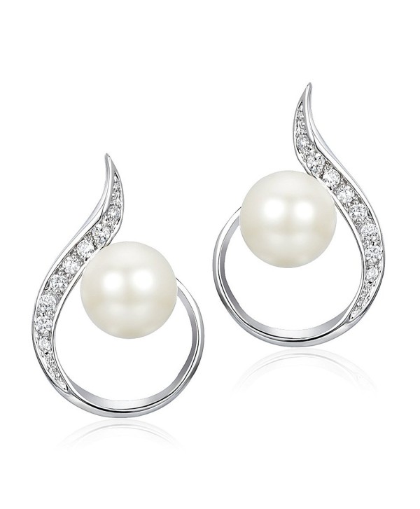 Delicin Jewelry Teardrop White Simulated Pearl Bridal Stud Earrings - C417YEE5DTL