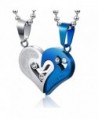 Couple Stainless Steel Necklace Sets I Love You Heart Shape Pendant - CN121DO3DSJ