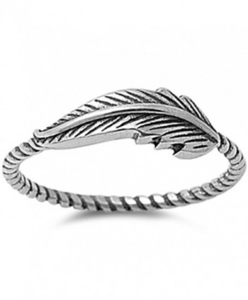 Feather Oxidized Twisted Band Celtic .925 Sterling Silver Ring Sizes 3-13 - CN120Y0635D