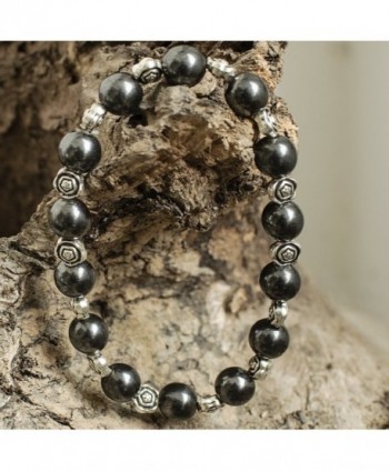 USWEL Hematite Bracelet Adjustable Magnetic in Women's Strand Bracelets