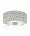 JanKuo Jewelry Rhodium Plated 5-Row Cubic Zirconia Pave Band Ring - CP12BPBPRMF