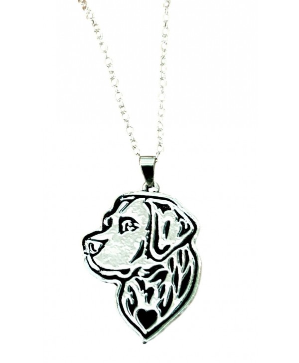 Labrador Retriever Etched Silver Chain Pendant Necklace by Pashal - C312NT4VWQ6
