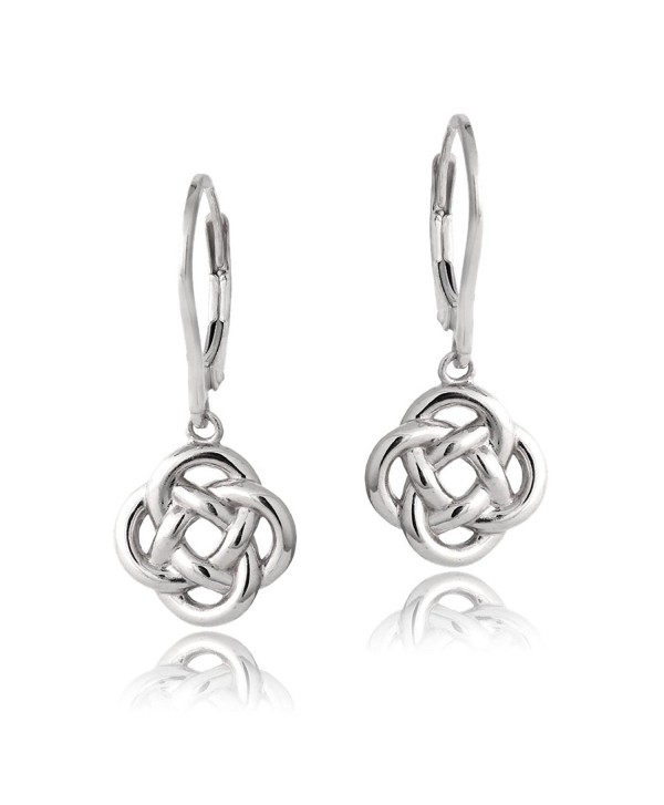 Sterling Silver Love Knot Flower Dangle Leverback Earrings - Sterling Silver - CU12CY95M63