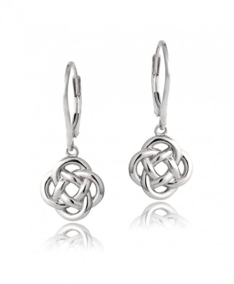 Sterling Silver Love Knot Flower Dangle Leverback Earrings - Sterling Silver - CU12CY95M63
