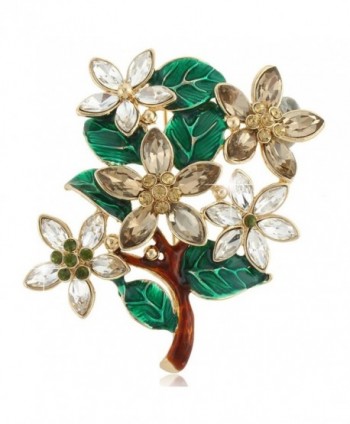 EVER FAITH Austrian Crystal Vintage Style Christmas Wishing Tree Brooch Brown - Gold-Tone - CG11PDG689F