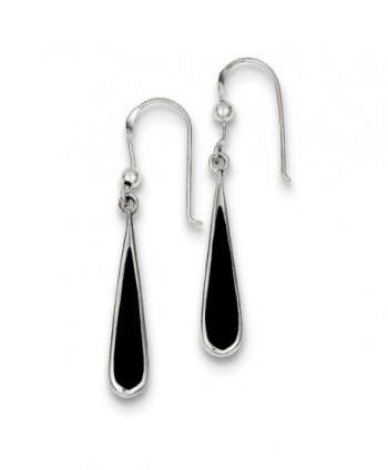 Sterling Silver Black Stone Earrings (1.61 in x 0.24 in) - CY113EP2AJD