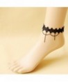Vintage Antique Silver Charm Coin Anklet Beach Bracelet Foot Jewelry - Black Lace - C4128WY0ZF7