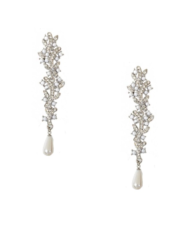 Topwholesalejewel Bridal Earrings Silver White Pearl Dangle Earring - CW11WEMK09F