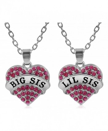 Matching Crystal Necklace Sisters Friends - Dark Pink Crystals - C0126KO13VV