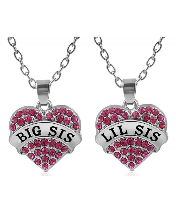 Matching Crystal Necklace Sisters Friends - Dark Pink Crystals - C0126KO13VV