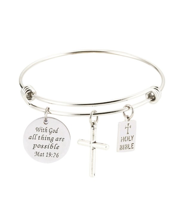 Bible Verse Inspirational Religious Bracelets possible - With God all thing are possible - C6186Y2TOHY
