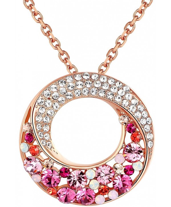 Multi Stone Swarovski Elements Crystal Necklace - Pink - CO120TOHFA5
