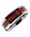 MJ 8mm Tungsten Carbide Rosewood Inlay Wedding Ring Comfort Fit - CU11LQACS5J