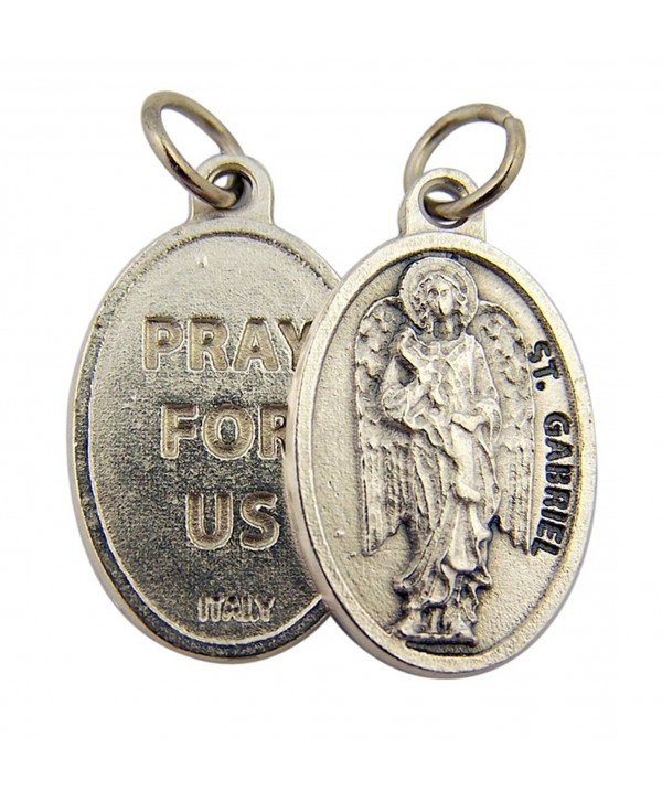 Silver Toned Base Archangel Saint Gabriel Pray for Us Medal Pendant- 1 Inch - CW11C6K6ABV